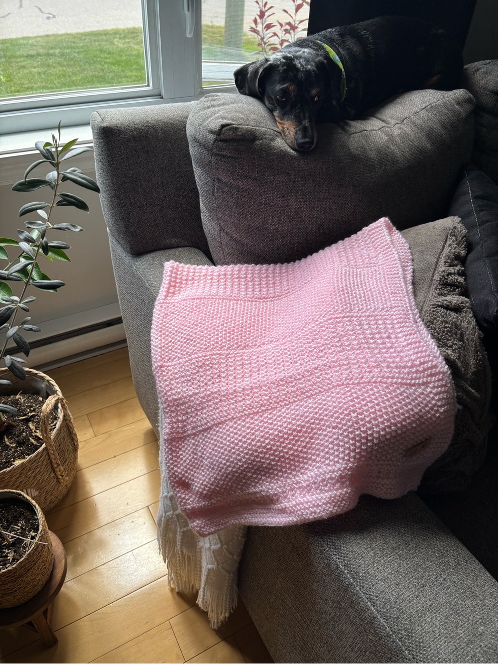 Soft Pink Knit Baby Blanket
